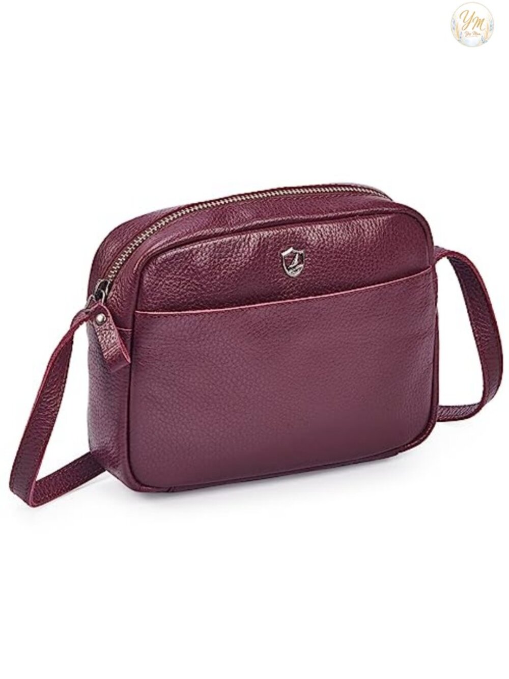 Real Leather Crossbody Sling Bag Mini Pebbled Crossover with Card Case